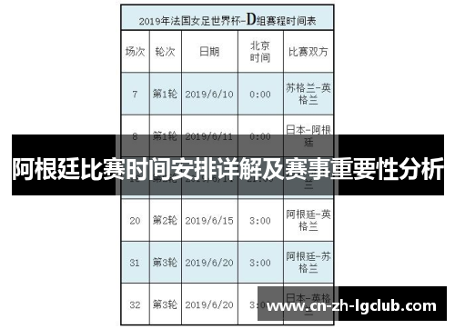 阿根廷比赛时间安排详解及赛事重要性分析